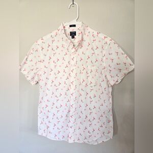 J.CREW Mens Shirt with Flamingo Shrimp Print Med. Slim